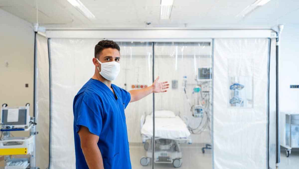 Jake Rosmarin shows social media viewers the hantavirus quarantine unit at UMNC