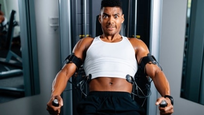 Lawrence tries high-tech electric muscle stimulation workouts