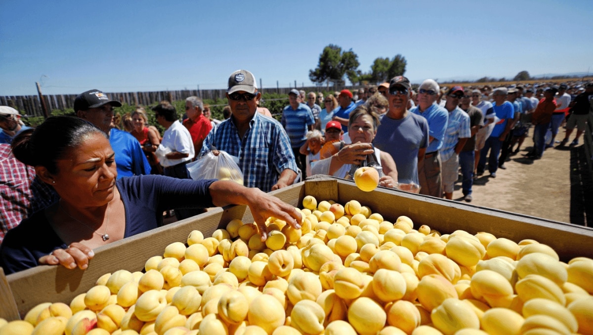 A California farmer is giving away tons of nectarines that he’s not allowed to sell