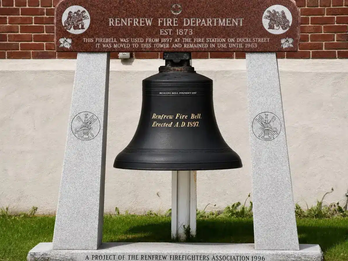 Fire and police departments along a community route honoring first responders.