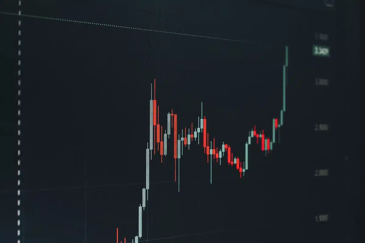 Traders monitor market data and charts during volatile trading session
